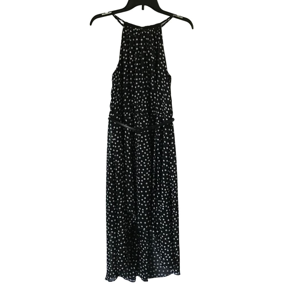 White House Black Market Dress Size 10 Womens Black and White Polka Dot Halter